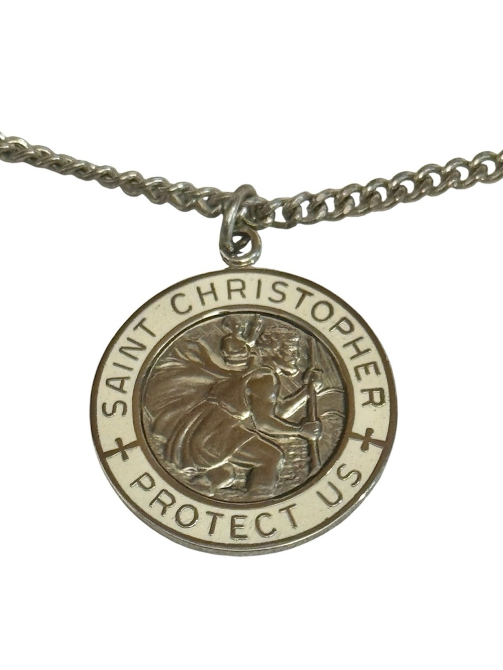 Sterling 2000 Saint Christopher Medal Necklace w/925 Chain